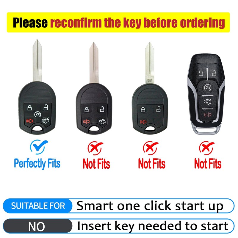 CHATYYD Key Fob Cover for Ford with Keychain,Soft TPU Car