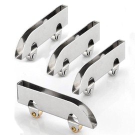 Shower Door Rollers Wheels, Stainless Steel Runner Pulley Roller Ultra Thin 4Pack Shower Bottom Wheels Replacement Shower Door Fixing Pulleys Display Cabinet Door Glass Pulley Fit 5mm Thickness Glass