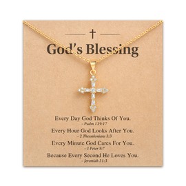 HGDEER Gold Cross Necklace for Women Girls, Christian Catholic Faith Gift