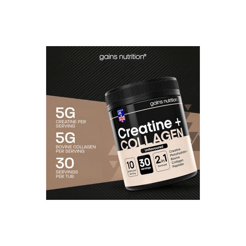 GN Creatine + Bovine Collagen Peptides Powder, Unflavoured, 2 Pack