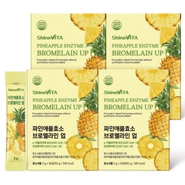 Shine Vita 800,000 High Potency Pineapple Enzyme Bromelain Up Carbohydrate Protein Degrading Enzyme 30 packets, 4 units, 90g / 샤인비타 80만 고역가 파인애플 효소 브로멜라인 업 탄수화물 단백질 분해효소 30포, 4개, 90g