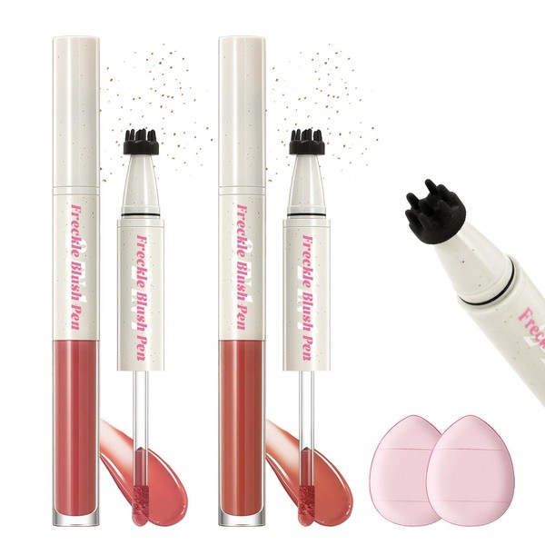 DAGEDA 2Colors Blush Fake Freckle Pen,2 in 1 Faux Freckles