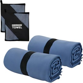 Microfiber Camping Towel for Face Quick Dry Lightweight Small Travel Body Beach Swimming Cycling Fishing Hiking Backpacking Towels(Navy Blue, 2 Pack S)