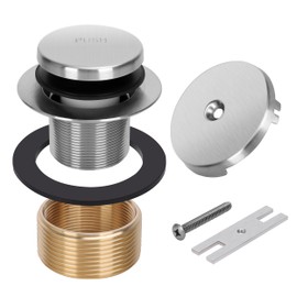 PRIMSOPH Tip-Toe Tub Drain Trim Kit with One Hole Overflow Faceplate Conversion Kit Assembly Universal Fine Coarse Thread Replacement Brushed Nickel