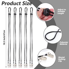 Xelsluthe 6PCS Black Adjustable Napkin Clip with Neck Chains, Dental Bib Clips 18.89 Inches Bib Holder for Dental Clinic Dentists Elderly Adult