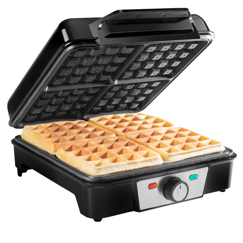 CucinaPro Four Square Belgian Waffle Maker, Extra Large Stainless Steel
