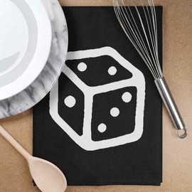 Azeeda 'Spielwürfel' Schwarzes Baumwoll-Geschirrtuch (TW00042381)