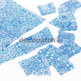 Decopatch Papers 395 x 298 mm Tiled Flowers And Circle Print, Pack of 3, Blue