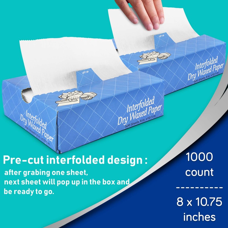 [1000 Pack] Interfolded Food and Deli Dry Wrap Wax Paper