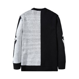 SHENHE Men's Skeleton Pattern Cardigan Sweaters Long Sleeve Unisex Outwear Knitted Coats Light Grey M