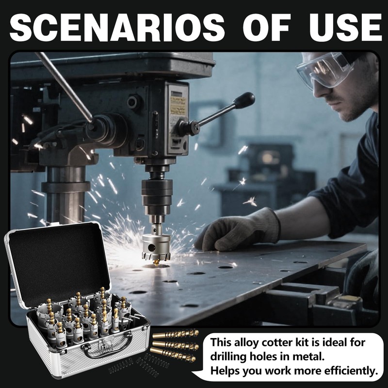 22PCS Carbide Hole Saw Kit for Metal - Heavy Duty