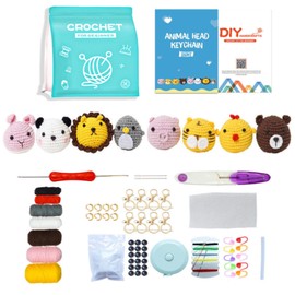 GCFTIFF Crochet Kits for Beginners, 8 pcs Crochet Animal kit, Crochet Hooks Set with Step-by-Step Instructions and Video Tutorial, Crochet Starter kit for DIY Craft Supplies