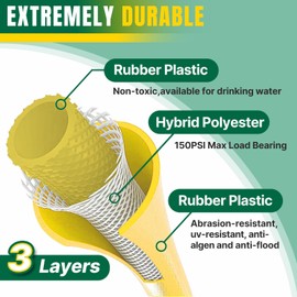 T TOVIA Garden Hose 100 ft x 5/8 in,All Weather Hybrid Water Hose,Flexible, Lightweight,Kink Free.Power Wash Hose with 3/4'' Aluminum Fittings, Watering Equipment for Outdoor, Backyard, Lawn