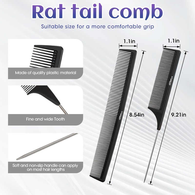 Professional Black Carbon Fiber Hair Cutting Comb，Fine Tooth Hair Barber