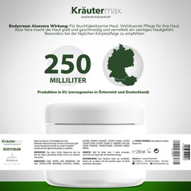 Kräutermax Aloe Vera Cream 250 ml - Moisturising Body Lotion for the Body - Skin Care with Aloe Vera Gel - Quick-Absorbing Care Cream