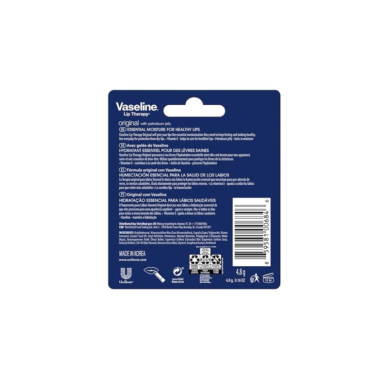 Lip Therapy Original Petroleum Jelly by Vaseline for Women -
