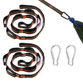 PONGH Hängematte Befestigungs, 2 m x 2,5 cm 2 Stück Aufhängung Gurt Kit mit 2 Schwerlast Karabiner, Stabhängematte Schaukel Befestigung für Hängematte,Hängematten Aufhängung Bis 300kg