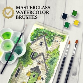 SCHPIRERR FARBEN - Paint Brushes for Canvas Painting, Acrylic, Gouache, Oil and Watercolor, Brushes with Synthetic Bristles, Paint Brush Set for Beginners and Seasoned Painters, Set of 14