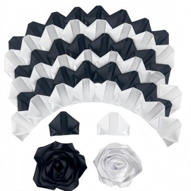 200Pcs Premade Ribbon Rose Petals for Florist Crafting Ramos Forever Flower Bouquets,Floral Petalos De Rosas Eternas Flower Arrangements Supplies (100 Black+100 White)