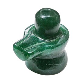 Shiva Lingam Stone Green Aventurine Crystal - Shivling for Pooja, Home Office Room Decor made of Healing Crystals and Healing Stones - Adiyogi Shiva Lingams