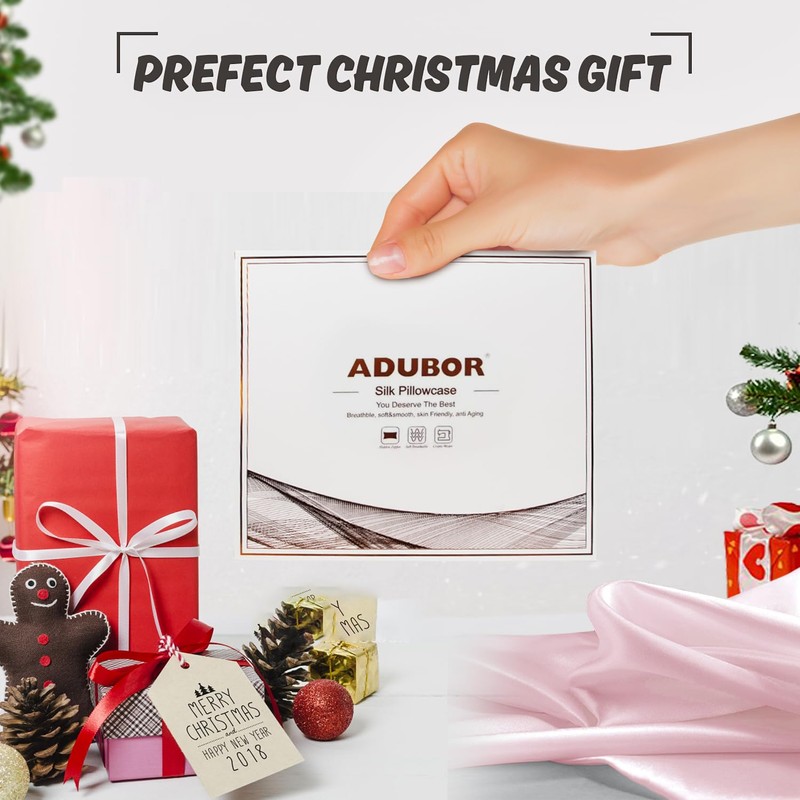 Adubor Silk Pillowcase for Hair and Skin with Hidden Zipper,