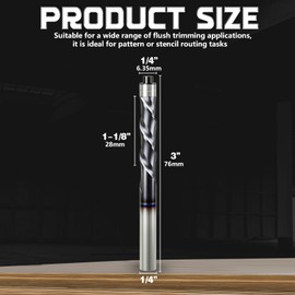 CSOOM Down Cut Spiral Flush Trim Router Bit with Double Ball Bearing, 1/4" Shank 1-1/8" Cutting Length,Carbide Spiral Pattern Router Bit for Woodwoking(1/4 * 1-1/8 * 3" Down Cut)