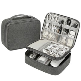 Cable Bag, Electronic Hard Drive Bag, Waterproof Cable, Cable Organiser, Cable Organiser for Storing Chargers, Cables and Various Accessories (Grey)