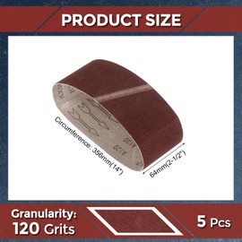Kozelo 5 Pcs Sanding Belts 2-1/2 x 14 Inch 120 Grit Aluminum Oxide Abrasive Sandpaper for Belt Sander Metal Grinding Wood Working Weld Rust Removal