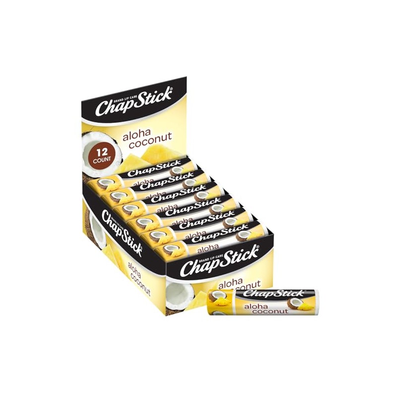 ChapStick Tropical Paradise Collection, Aloha Coconut, 12-Stick Refill Pack
