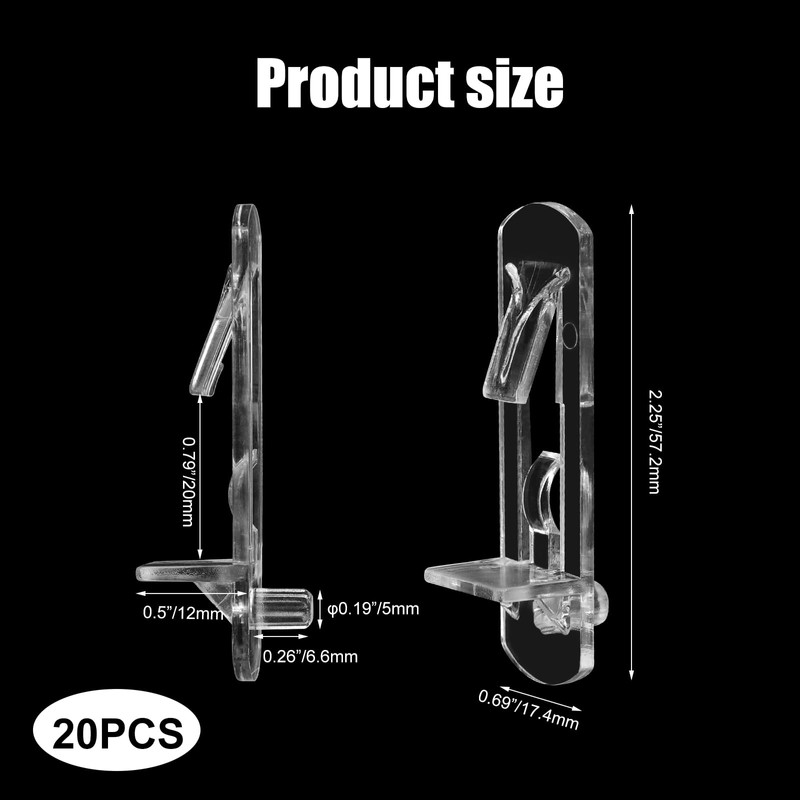Sopoloray 20Pcs Plastic Locking Shelf Support Pegs 5mm Peg x