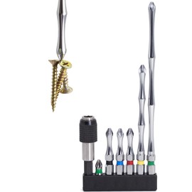 Hitscrews Impact Driver Bit Set PH2 (S2 Steel, CNC Phillips Tip, Chrome Finish) – Magnetic Screwdriver Bits Mixed Sizes: 1", 2", 4", 6" + Magnetic Holder – 7 PCS Kit for DIY & Repairs