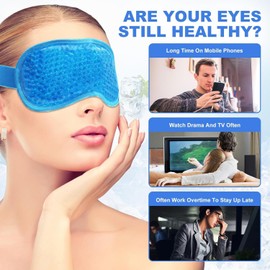 Máscara de Ojos Refrescante de Gel para Ojos, Antifaz Gel Frío Ojos, Mascarilla Refrescante para los Ojos, Fría o Caliente, para Ojos Hinchados,Migrañas,Ojeras (Azul)