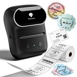 Phomemo Phomemo M108 Bluetooth Label Maker Machine with Tape, 2 Inch Portable Thermal Label Printer for Small Business, Home, Kitchen, Office, Inkless Label Printer for Barcode, Address, Logo, Clothing, Black