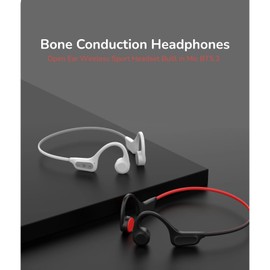 Yoidesu Auriculares de Conducción ósea, Auriculares Deportivos Inalámbricos de Oreja Abierta con Micrófono Integrado, BT5.3, Cancelación de Ruido, Calidad de Sonido HiFi, IP56 Resistente