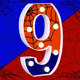 Spider Light up Numbers Spider Birthday Decorations Happy Birthday Light up Sign for Spider Decorations Spider Party Favors Spider Birthday Party Supplies (Number 9)