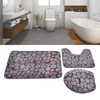 Toilet Mat Set Two Color Stone Texture Flannel Bathroom Rug