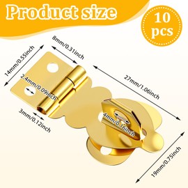 10PCS Brass Solid Padlock Hasp, Gold Metal Latch with Screws, Mini Decorative Hasps Buckles, Furniture Buckle Lock for Wooden Boxk, Jewelry Box, Wine Gift Case