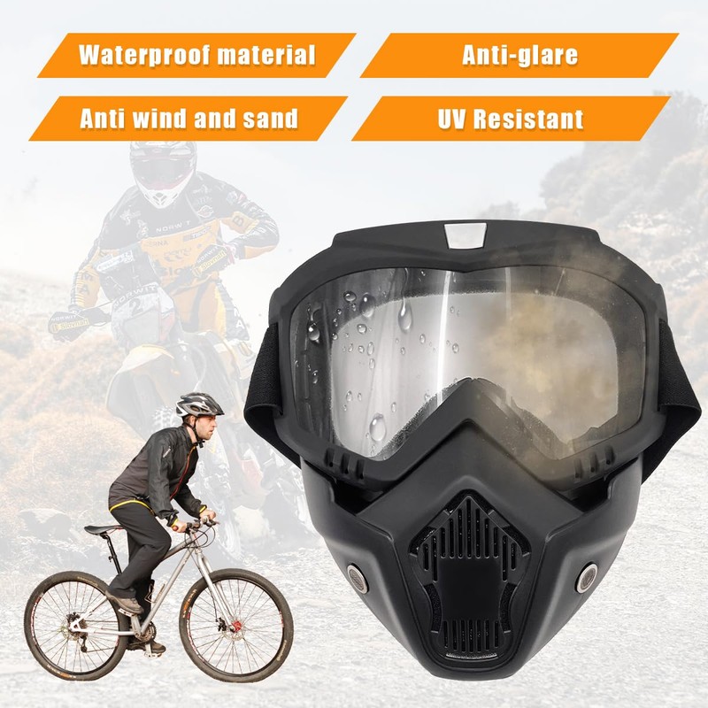 povtii Motorcycle Goggles, Windproof Dirt Bike Helmet Riding Goggles with