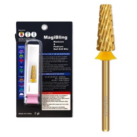 MagiBling Cross Cut Nail Drill Bits, 3/32'' Professional Middle Size Tungsten Carbide Tapered Barrel Bit, Left and Right Hand Use, Manicure Pedicure Cuticle Soft Hard Gel Polish Fast, Double Coarse.