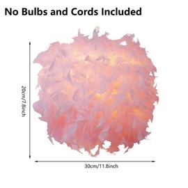 LOLYSIC Pink Feather Light Shade, 30cm Fluffy Lampshade Shade for Ceiling Pendant Light Table Lamp Floor Lamps, Pink Feather Lightshade for Living Room, Bedroom