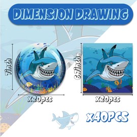 Generic 40pcs Shark Party Supplies，Shark theme Paper Plates Napkins，Shark Ocean Theme Birthday Party Decoration Party Birthday Decorations Favors for Kids Serves 20 (Shark), reglue