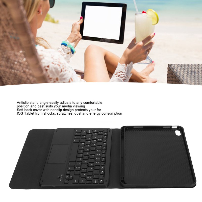 Tablet Case with Magnetic Keyboard Pencil Holder Touchpad for IOS