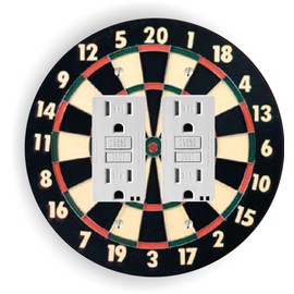 Island Gifting - Dart Board Design - Round Double GFI Rocker Switch Plate Cover, Decorative Wall Plate, Modern Dual GFCI Outlet Cover for Home Decor