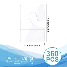 Anjmd 360 Pieces Hook Hang Tags Self Adhesive Hang Tabs Hooks Hang Tabs Self Adhesive Hanging Tabs Plastic Hang Tags for Retail Displays in Small Business Shops (1.65x1.06inch)
