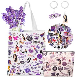 54PCS Ol𝕚v𝕚a Merch Album Canvas Bag Set, Cosmetic Bag Music Lover Makeup Bags with Stickers & Keychain, Music Lyric Albums G-U-T-S Tour Concert Tote Gift for Fans Women