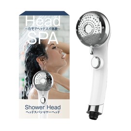 (Head Spa Experience at Home) Head Spa Shower Head (Equipped with 6 Water Flow and Point Massage Mode), Micro Nano Bubble, G1/2 Standard, 6 Modes, For Baths, Water Stopping Hand (White)