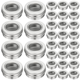 100 Pcs Aluminum Tin Jar Refillable Containers Clear Top Screw Lid Round Tin Container Bottle for Cosmetic, Cream, Diamond Painting, Salves, Balms, Lip Balm, Spices or Others, Silver (1 oz)