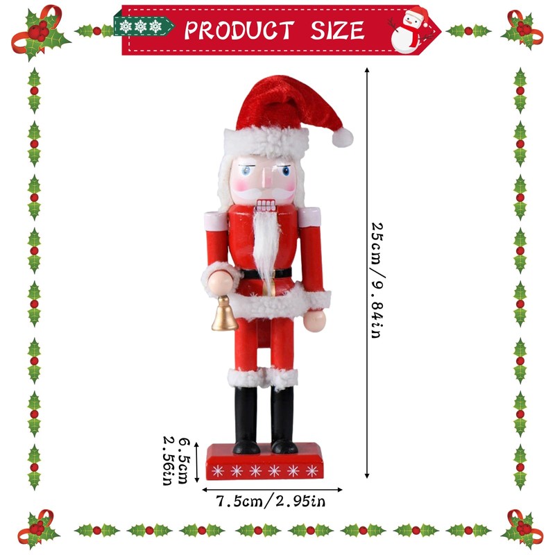 CutitiUU Nutcracker Christmas Decorations, 25 cm Traditional Santa Nutcracker, Festive