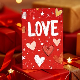 Anniversary Card with Red Love Hearts - Premium Thick Strong Wedding Birthday Cards For Wife Husband Couples Him or Her (Generic)