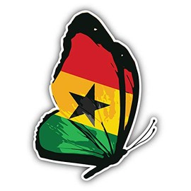 JJH Inc Magnet Ghana Flag Butterfly Flexible Vinyl Magnet Waterproof Car Magnetic Bumper Sticker 5"